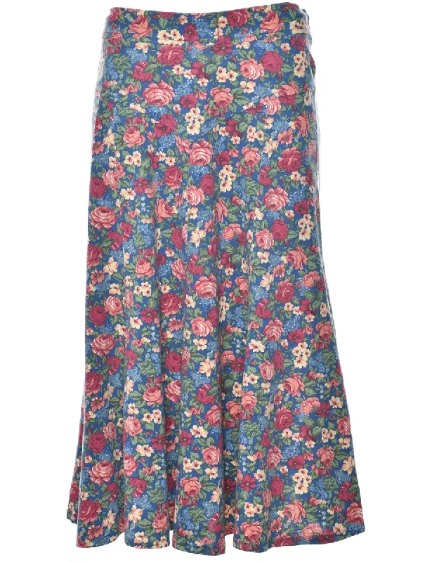 Floral Print Maxi Skirt - M wool skirt sturdy