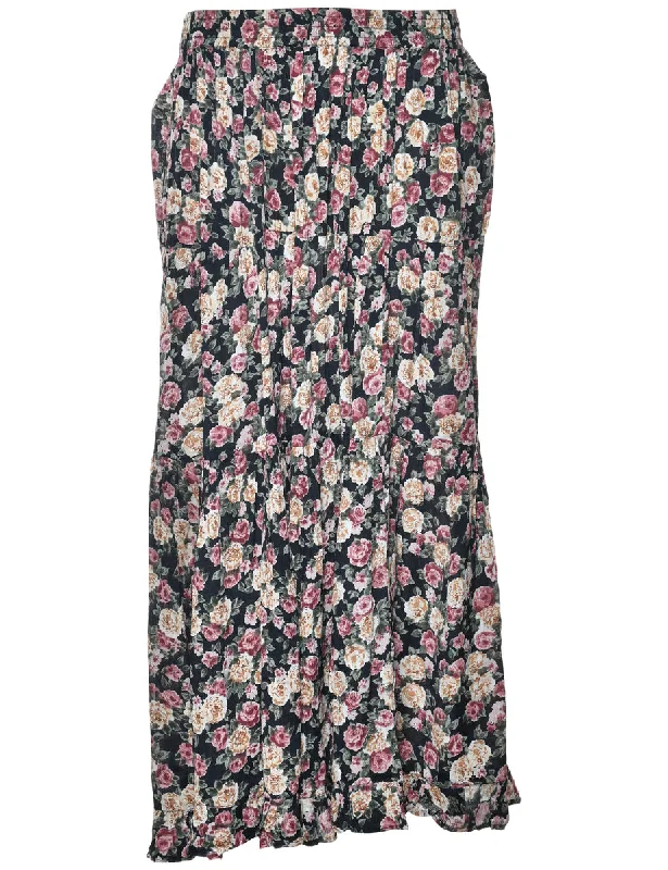 Floral Print Maxi Skirt - M cashmere skirt fine