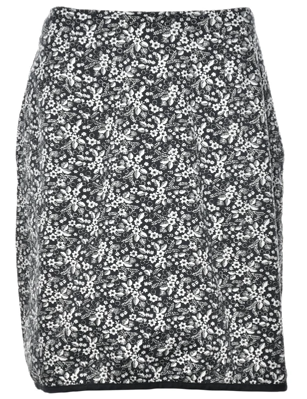 Floral Print Pencil Skirt - L lace skirt romantic