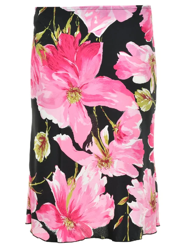 Floral Print Pencil Skirt - M leather skirt sleek