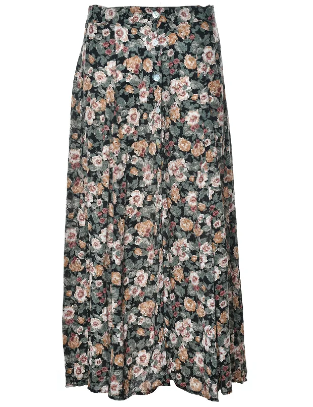 Floral Print Skirt - M slim fit skirt