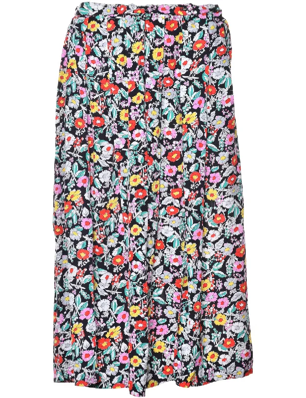 Floral Print Skirt - M cotton skirt soft