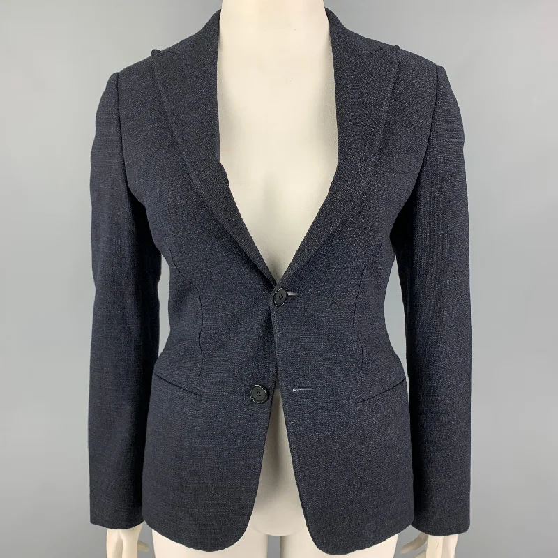 GIORGIO ARMANI Size 10 Navy Wool Jacket Blazer Cardigan Sweater Pullover