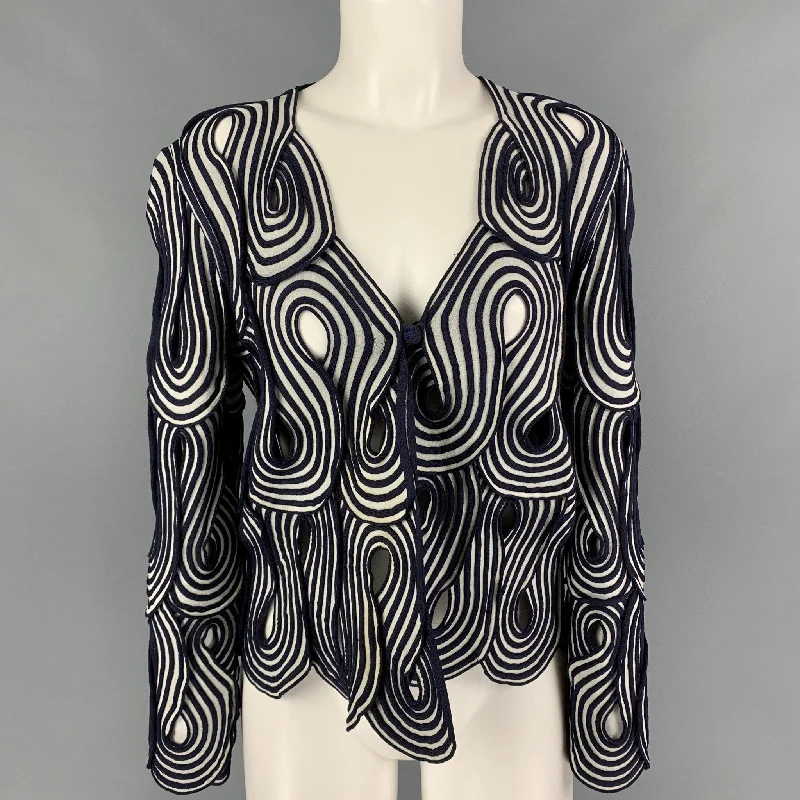 GIORGIO ARMANI Size 4 Purple White Viscose Polyamide Jacket Satin Jacket Silk Jacket Chiffon Jacket GIORGIO ARMANI Size 4 Purple White Viscose Polyamide Jacket Satin Jacket Silk Jacket Chiffon Jacket