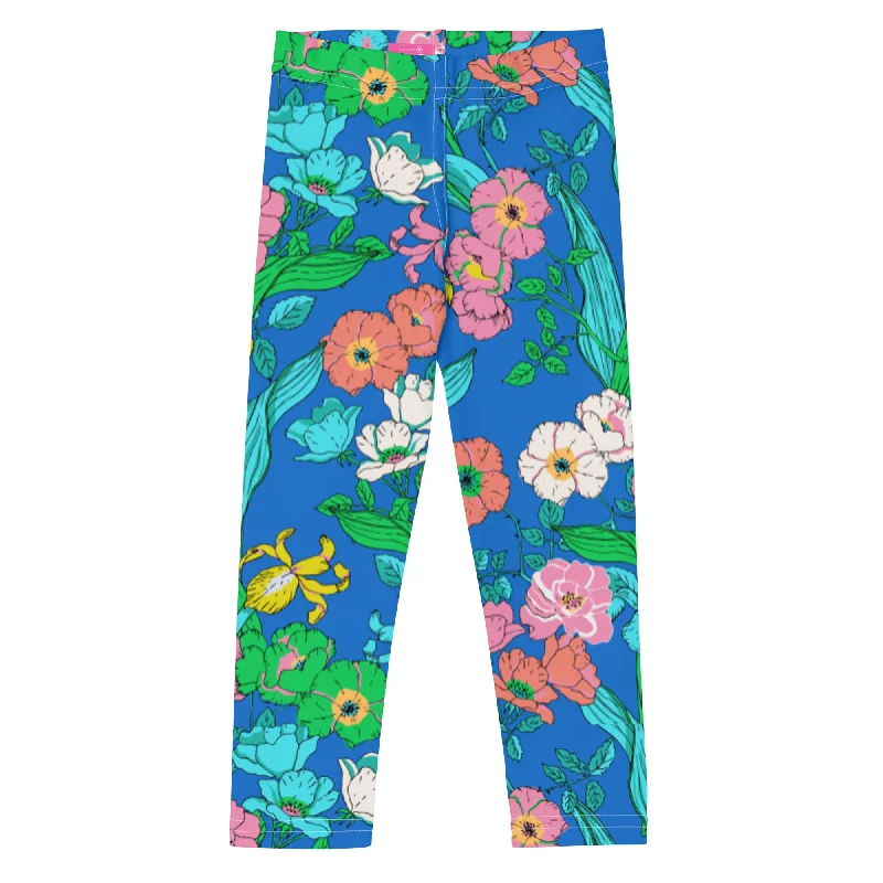 Girls (2T-7) UPF 50 Swim Leggings - Electric Blue Paradise Elegant Textured Leggings