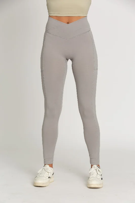 Grey Mist Seamless Crossover Leggings Chic Workout Leggings