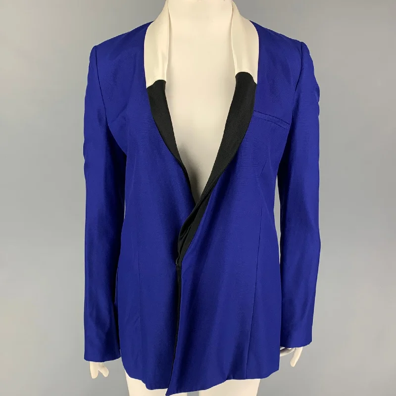 HAIDER ACKERMANN Size L Blue Black White Silk Jacket Blazer Quilted Jacket Puffer Jacket Insulated Jacket HAIDER ACKERMANN Size L Blue Black White Silk Jacket Blazer Quilted Jacket Puffer Jacket Insulated Jacket