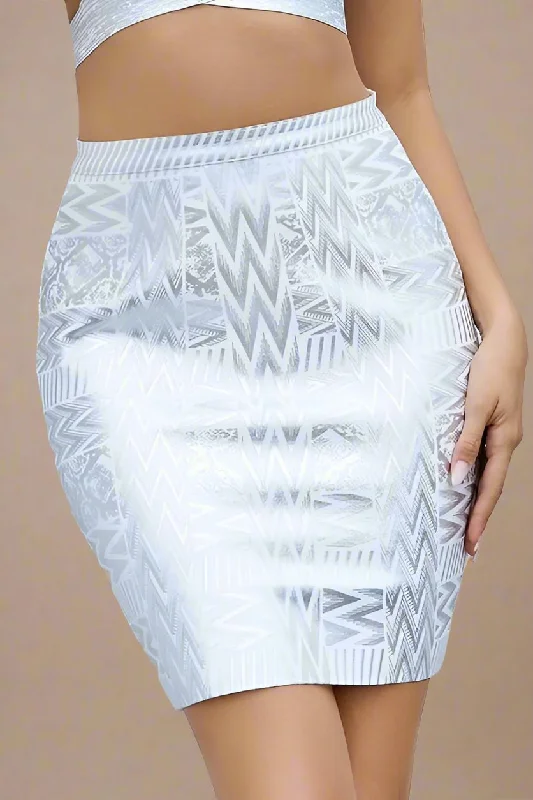 High Waist Metallic Mini Skirt - Silver velvet skirt rich