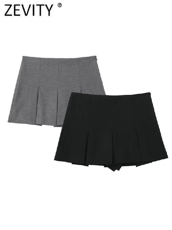 High Waist Wide Pleats Shorts Skirts high waist skirt