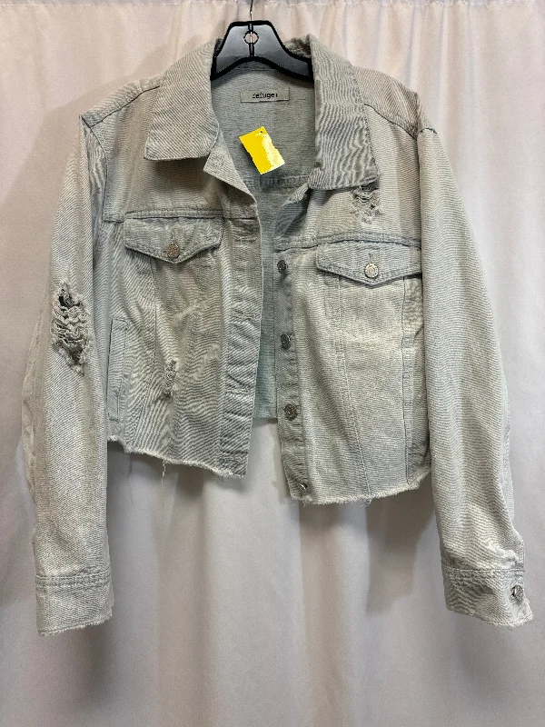 Jacket Denim By Refuge In Blue, Size: 2x Zippered Front Buttoned Front Snap Front