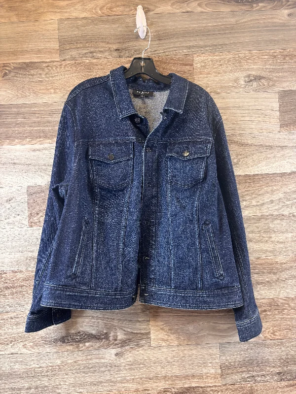 Jacket Denim By Talbots In Blue Denim, Size: 2x One-Shoulder Jacket Off-the-Shoulder Jacket Asymmetrical Jacket Jacket Denim By Talbots In Blue Denim, Size: 2x One-Shoulder Jacket Off-the-Shoulder Jacket Asymmetrical Jacket