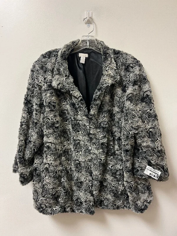 Jacket Faux Fur & Sherpa By Chicos In Grey, Size: 2x Welt Pockets Slit Pockets Flap Pockets Jacket Faux Fur & Sherpa By Chicos In Grey, Size: 2x Welt Pockets Slit Pockets Flap Pockets