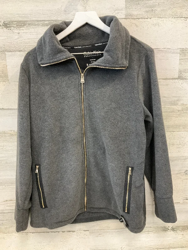 Jacket Fleece By Calvin Klein In Grey, Size: 1x Fleece Jacket Down Jacket Parka