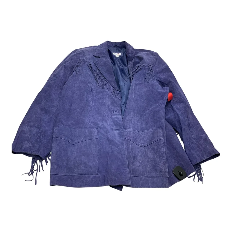 Jacket Leather By Denim And Company In Blue, Size: 2x Ribbed Jacket Pleated Jacket Ruffled Jacket Jacket Leather By Denim And Company In Blue, Size: 2x Ribbed Jacket Pleated Jacket Ruffled Jacket
