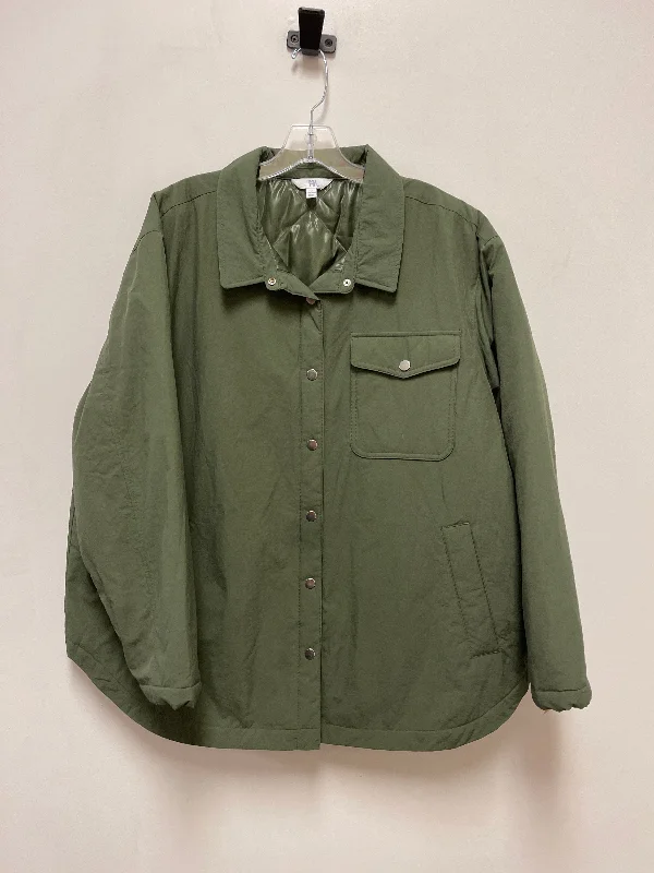 Jacket Puffer & Quilted By Time And Tru In Green, Size: 1x Satin Fabric Silk Fabric Chiffon Fabric Jacket Puffer & Quilted By Time And Tru In Green, Size: 1x Satin Fabric Silk Fabric Chiffon Fabric