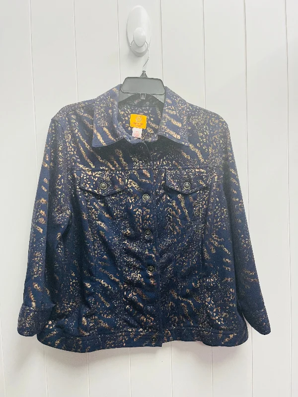 Jacket Shirt By Ruby Rd In Navy, Size: Xl Knit Jacket Woven Jacket Fleece Jacket