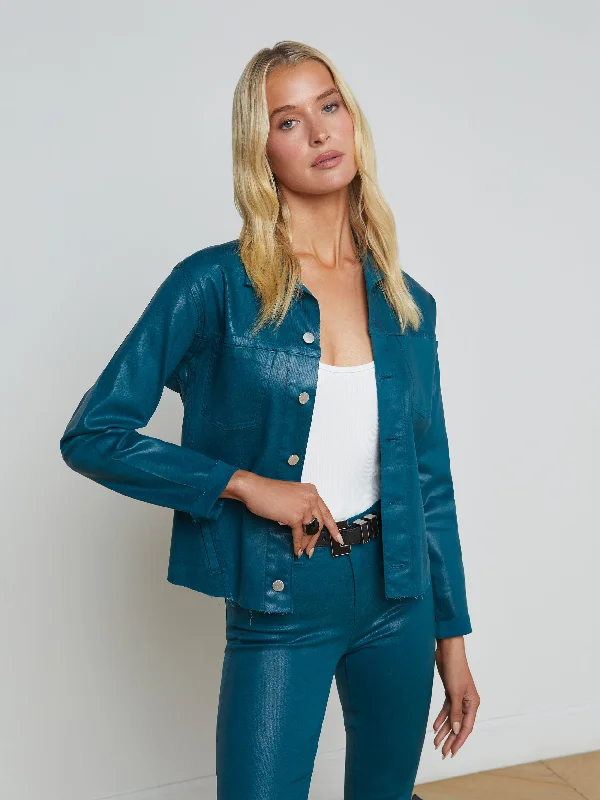 Janelle Coated Denim Jacket Mesh Jacket Canvas Jacket Denim Jacket