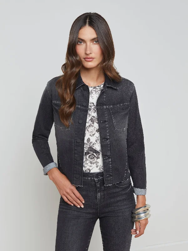 Janelle Denim Jacket Front Pockets Side Pockets Patch Pockets