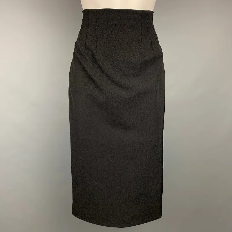 JEAN PAUL GAULTIER Reedition 1993/1994  Size 8 Black Wool / Polyester High Waisted Skirt modal blend skirt