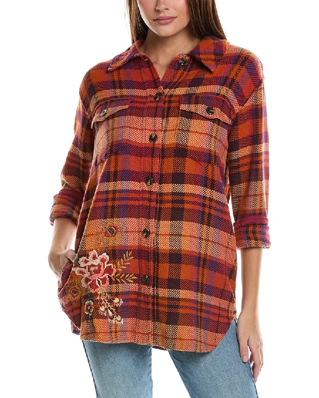 Johnny Was Ananke Shirt Jacket One-Shoulder Jacket Off-the-Shoulder Jacket Asymmetrical Jacket