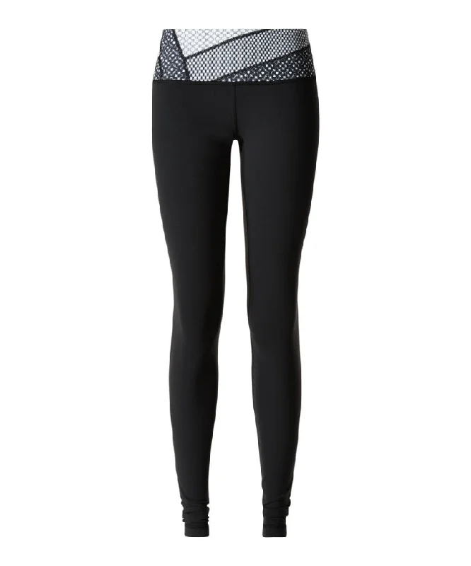 Lululemon capris Black Leggings with Black and White Print Pull-On Waistband Size 6 Comfortable Slip-On Compression Leggings