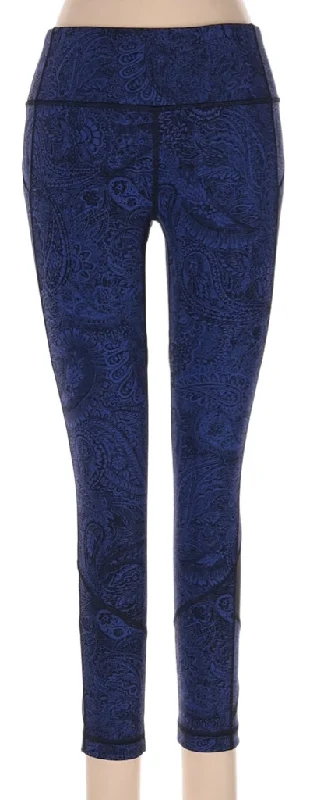 Lululemon Blue & Black Paisley Capris Leggings Size 4 MSP$92 Trendy High-Compression Leggings