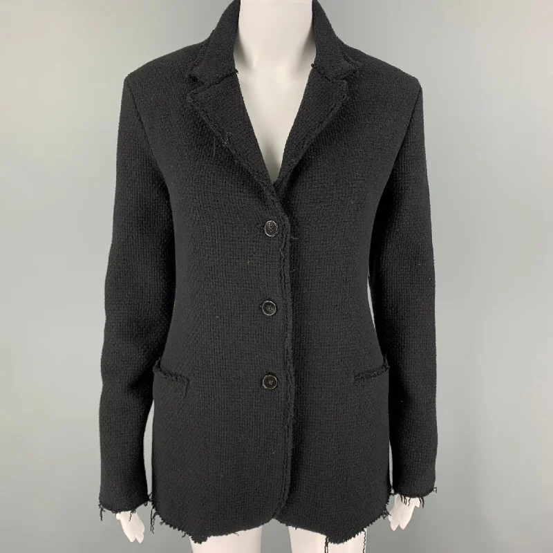 M.A+ Size M Black Textured Buttoned Jacket Collared Jacket Crew Neck Jacket Turtle Neck Jacket M.A+ Size M Black Textured Buttoned Jacket Collared Jacket Crew Neck Jacket Turtle Neck Jacket