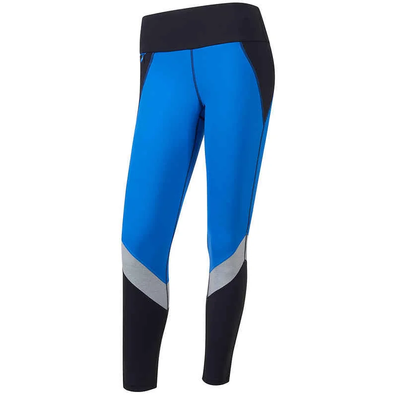 New Footjoy Colorblock Leggings in Black Royal Blue & Gray Size M Elegant Satin Finish Leggings