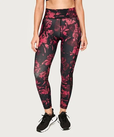 New Lole Burst Capri Leggings - Windsor WIne Winter Bloom MSP$80 Fashionable Minimal Active Leggings