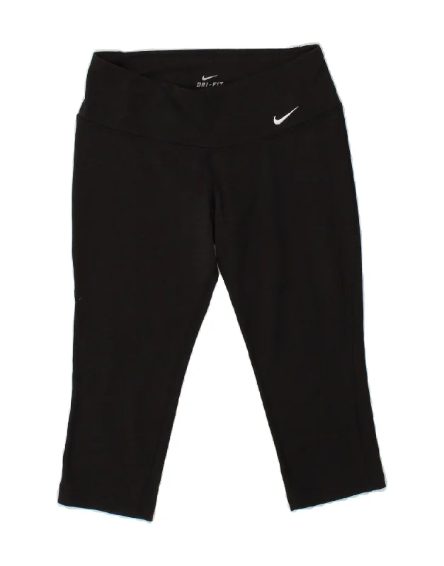 NIKE Womens Dri Fit Crop Leggings UK 6 XS Black Stylish Winter-Ready Leggings