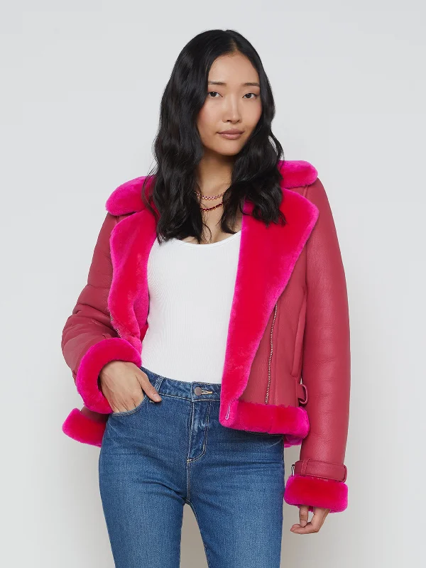 Niri Shearling Leather Jacket Knit Fabric Woven Fabric Fleece Fabric