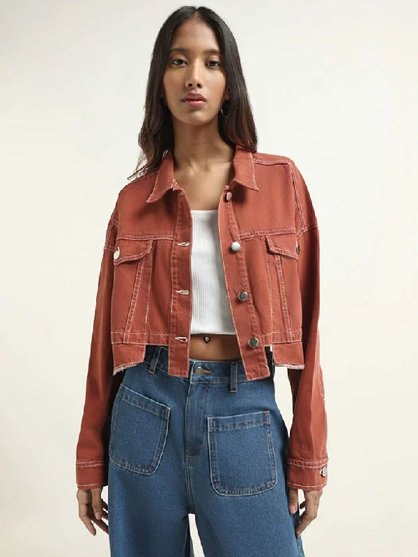 Nuon Brown Denim Jacket Tailored Jacket Straight Jacket A-Line Jacket