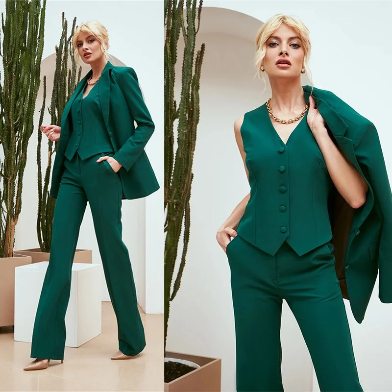 Office Lady Blazer Suits Dark Green Formal Women Work Wear Prom Party Business Outfits Jacket Vest Pants Insulated Jacket Fitted Jacket Loose Jacket Office Lady Blazer Suits Dark Green Formal Women Work Wear Prom Party Business Outfits Jacket Vest Pants Insulated Jacket Fitted Jacket Loose Jacket