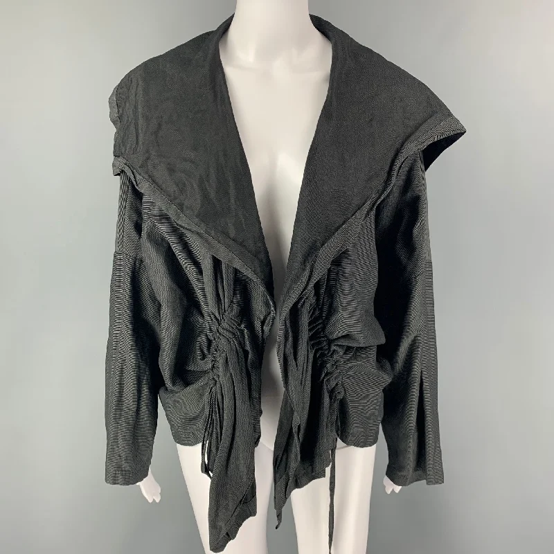 PLANET Size One Size Black Grey Microfiber Stripe Jacket Cotton Jacket Linen Jacket Terry Jacket PLANET Size One Size Black Grey Microfiber Stripe Jacket Cotton Jacket Linen Jacket Terry Jacket