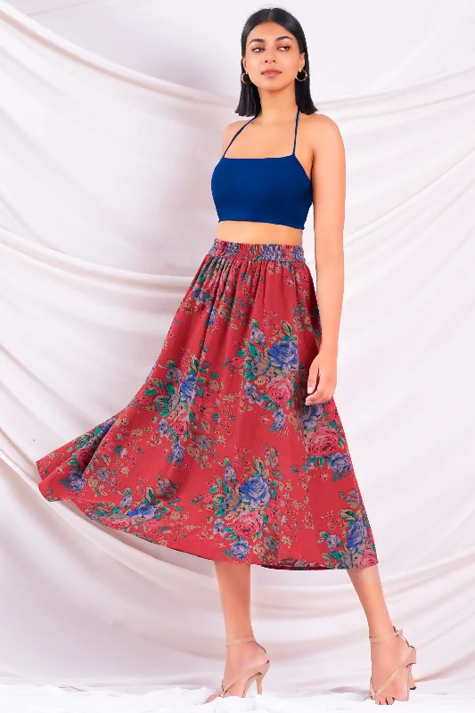 Printed Midi Skirt lightweight skirt design