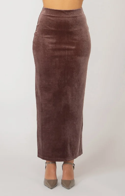 Pull On Velvet Maxi Skirt low waist skirt