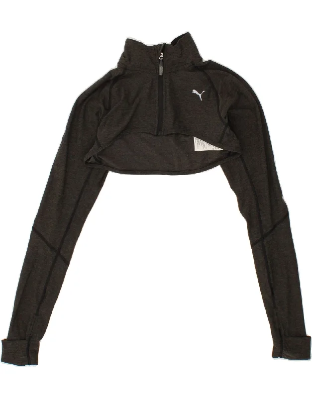 PUMA Womens Crop Tracksuit Top Jacket UK 12 Medium Grey Polyester Embroidered Jacket Appliqued Jacket Beaded Jacket PUMA Womens Crop Tracksuit Top Jacket UK 12 Medium Grey Polyester Embroidered Jacket Appliqued Jacket Beaded Jacket