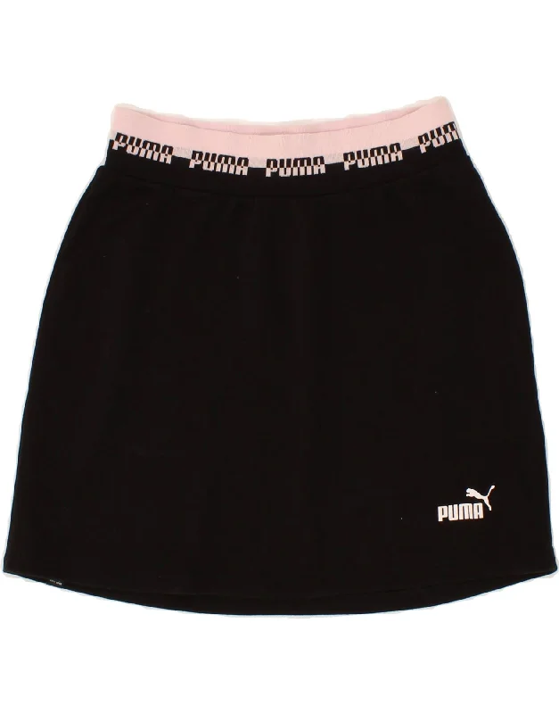 PUMA Womens Graphic Tennis Skirt UK 12 Medium Black Cotton silk skirt smooth