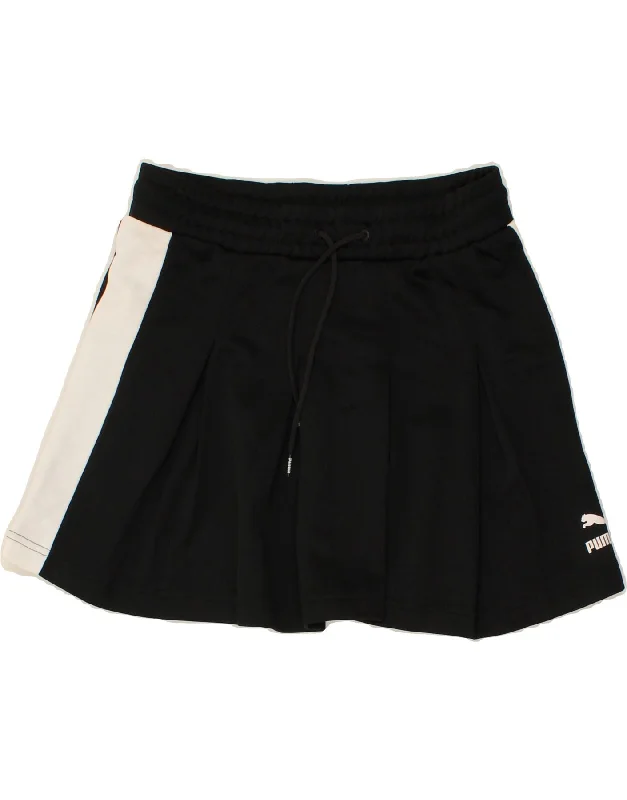 PUMA Womens Tennis Skirt UK 10 Small Black Colourblock Polyester patchwork skirt art