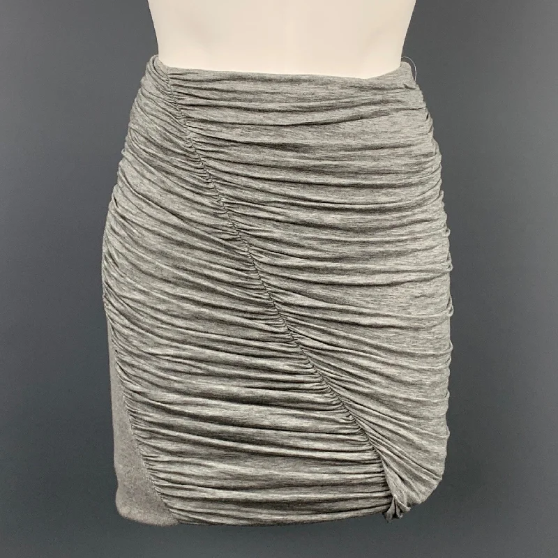 RAG & BONE Size 4 Grey Jerse Heather Lyocell Blend Ruched Skirt a-line skirt cut