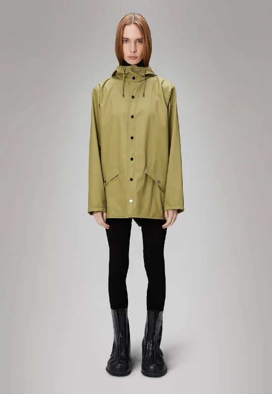 Jacket - Khaki Welt Pockets Slit Pockets Flap Pockets