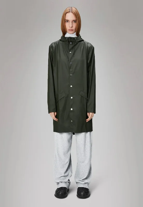 Long Jacket - Green Knit Fabric Woven Fabric Fleece Fabric