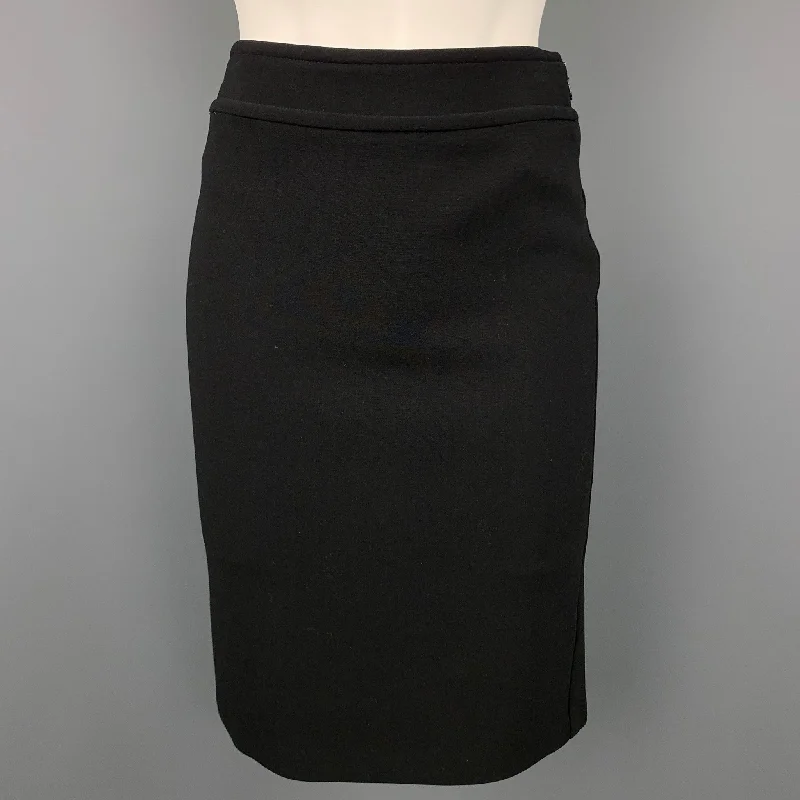 RALPH LAUREN Collection Size 2 Black Wool Tulip Skirt ruffled skirt detail