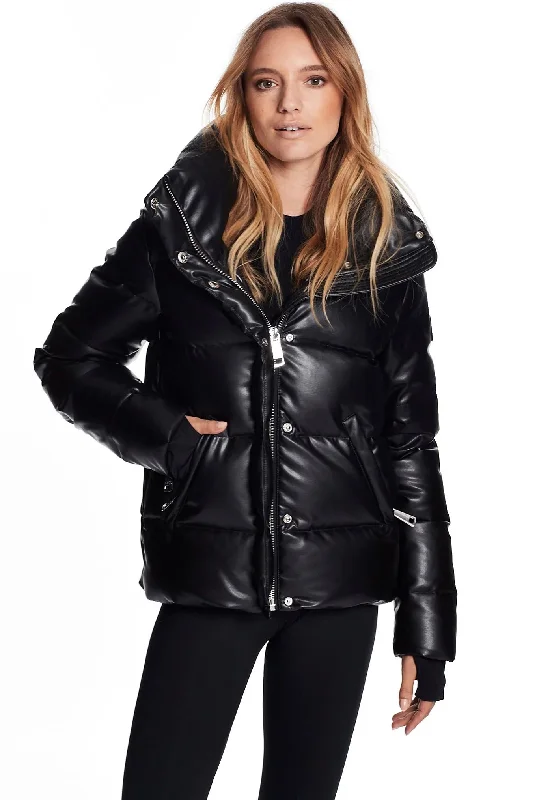 Vegan Leather Isabel Jacket - Black Front Pockets Side Pockets Patch Pockets