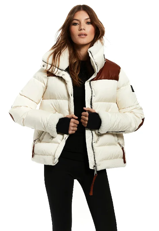 Sari Jacket - Cream/Saddle White Print Jacket Jacquard Jacket Patchwork Jacket