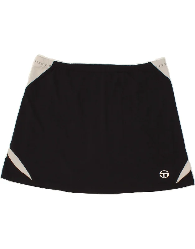 SERGIO TACCHINI Womens Tennis Skirt UK 16 Large Black Colourblock silk skirt luxurious