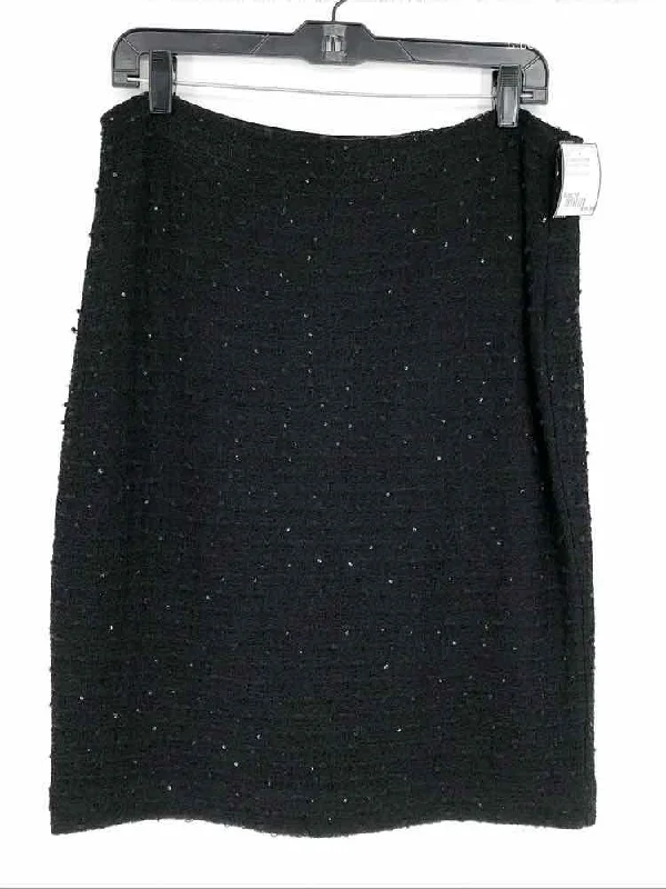 ST. JOHN COUTURE Size 10 Black Tweed pencil Skirt chiffon skirt airy