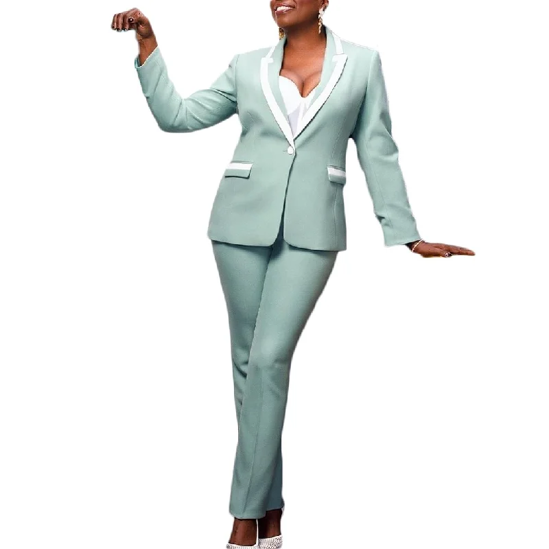 Mint Green Women Suits Plus Size Office Lady One Button Pants Suit Prom Party Wedding (Jacket+Pants) Denim Jacket Leather Jacket Suede Jacket Mint Green Women Suits Plus Size Office Lady One Button Pants Suit Prom Party Wedding (Jacket+Pants) Denim Jacket Leather Jacket Suede Jacket