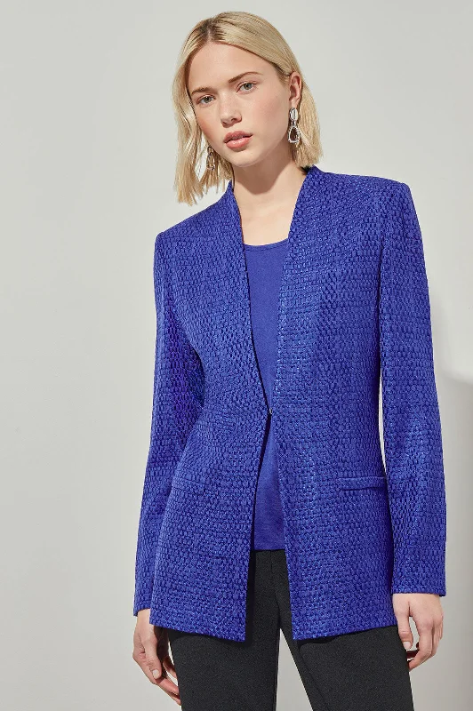 Tailored Jacket - Modified Mandarin Collar Knit Tiered Jacket Buttoned Jacket Zippered Jacket Tailored Jacket - Modified Mandarin Collar Knit Tiered Jacket Buttoned Jacket Zippered Jacket