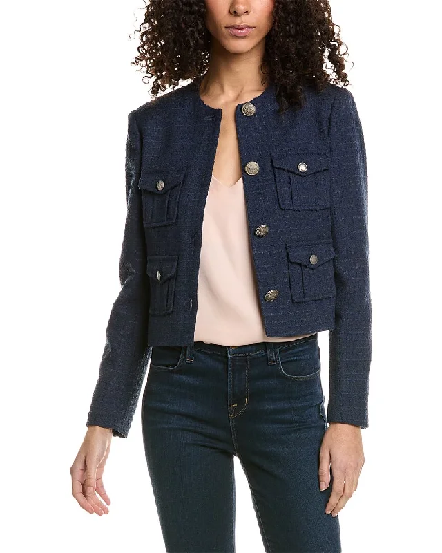 Ted Baker Cropped Boucle Wool-Blend Jacket Oversized Jacket Tailored Jacket Straight Jacket Ted Baker Cropped Boucle Wool-Blend Jacket Oversized Jacket Tailored Jacket Straight Jacket